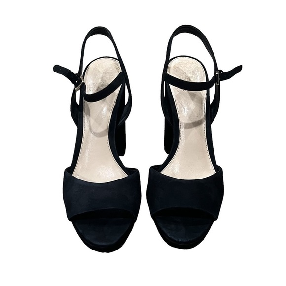 Vince Camuto Black Suede Platform Block Heel Sandals Size 8 Women's - Picture 3 of 9